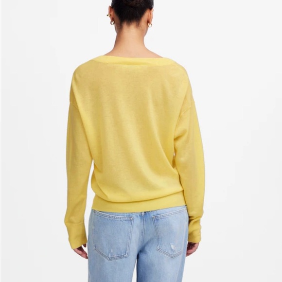 Nwot Madewell iced lemon Cashmere U-Neck Pullover - Picture 3 of 6